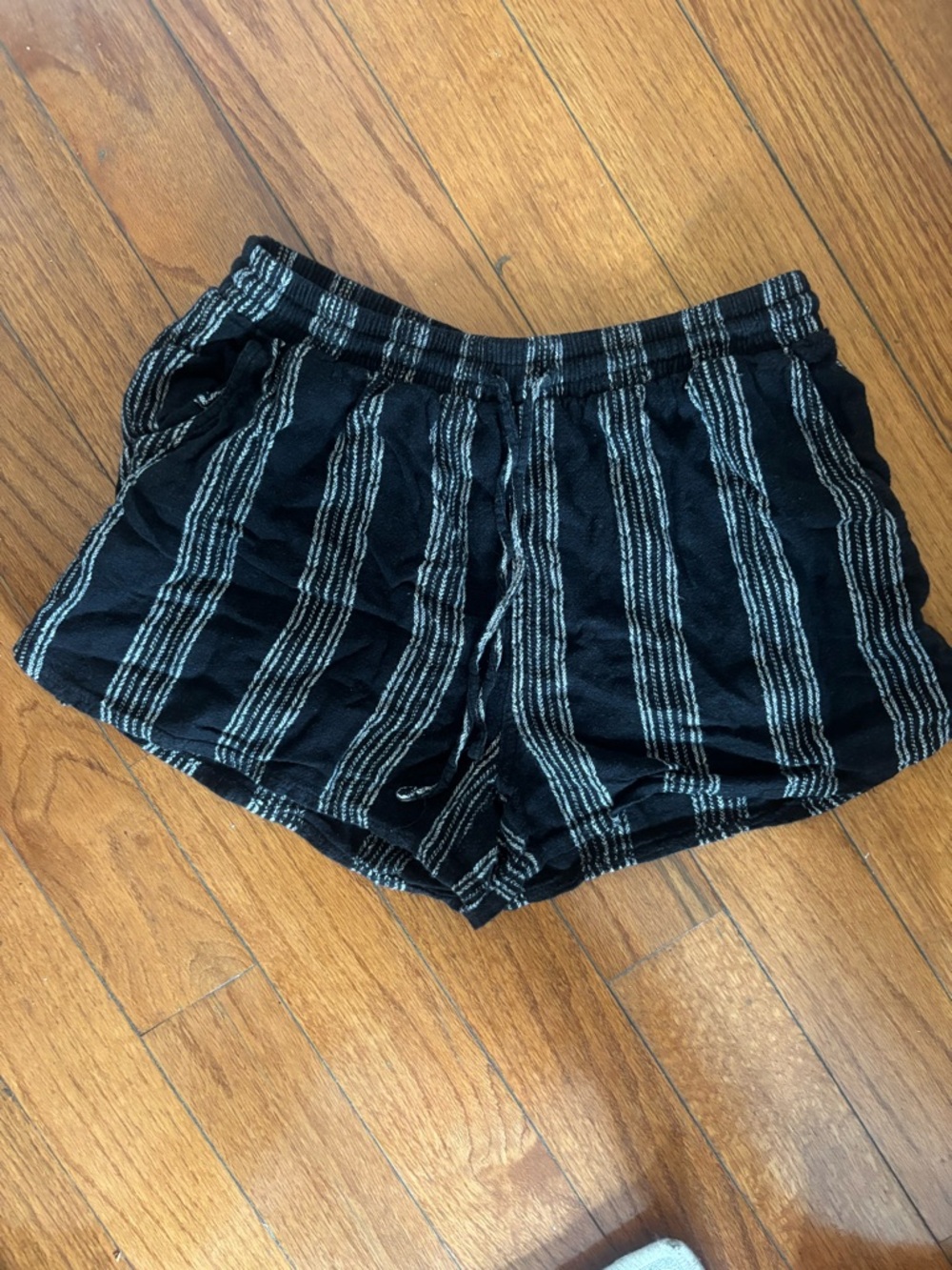 Universal Thread Black Shorts with White Vertical Stripes